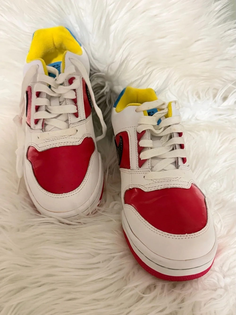Nike Delta Force Low Kids White Red Blue Yellow Sneakers size